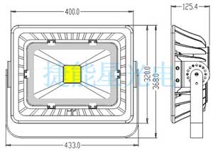 LED泛光燈FS408尺寸圖 LED泛光燈FS408尺寸圖